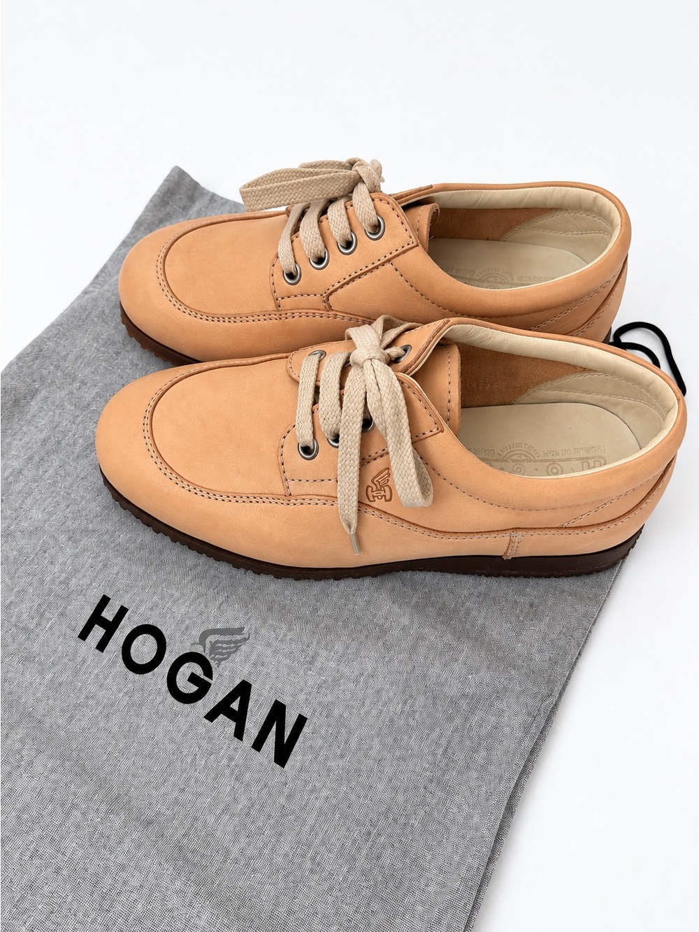 NWT Hogan Genuine Leather Lace Up Shoes Sneakers EU 37 Flawed Soles